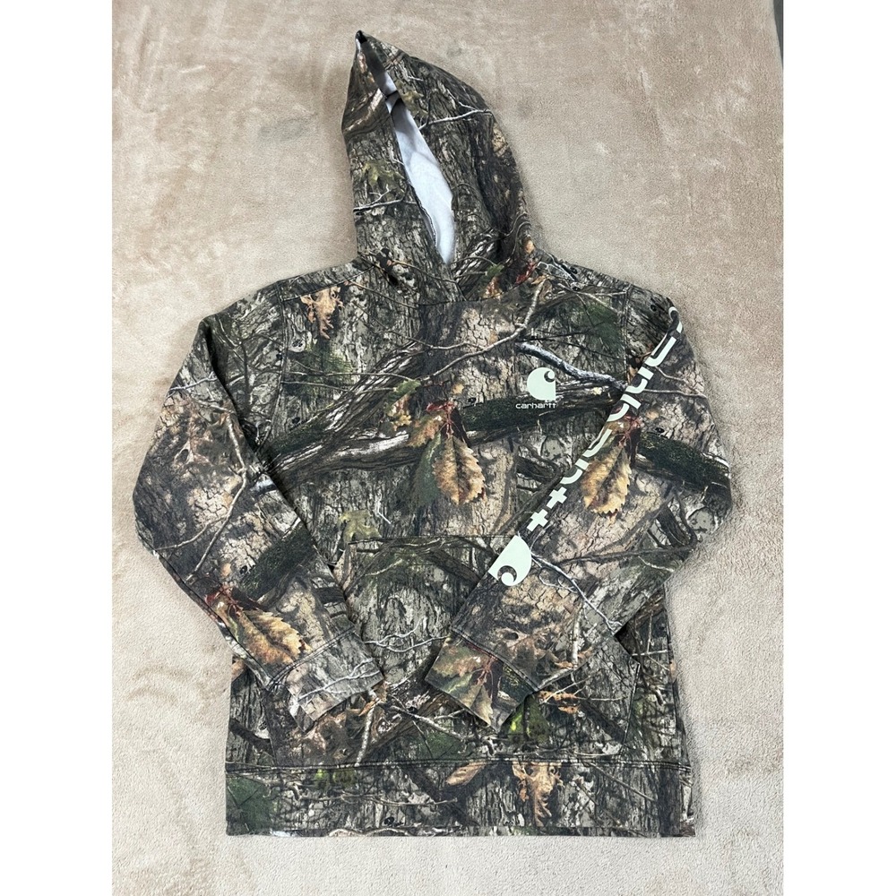 Carhartt Camo Sweatshirt polyester Kids large (14-16) multicolor Hoodie In euc